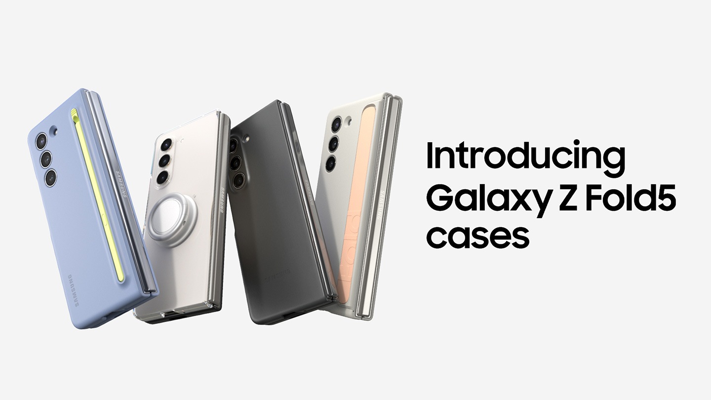給你的手機裝上新的保護殼。 Galaxy Z Fold5 的 S Pen Fold 版懸停在安裝了 Slim S Pen 保護殼的折疊 Galaxy Z Fold5 上方。 筆卡入筆盒的支架中。 三款設備的外殼顏色各不相同。 S Pen 支架按鈕向下滑動可彈出 S Pen。 包裝盒內物品：透明小工具盒。 蓋子和手柄配件可拆卸和更換。 接下來，兩台展開的 Galaxy Z Fold5 設備由透明小工具包和帶肩帶的站立包上的腳架支撐。 接下來是安裝了帶錶帶的立式保護殼的 Galaxy Z Fold5。 它打開並將開放式設備牆與各種顏色的外殼連接起來。 該設備從產品系列中彈出並關閉，顯示帶子向下滑動成為手柄。 旁邊是另一台安裝了生態皮革保護套的設備。 接下來，展示了四款設備，其中包括超薄 S Pen 保護套、透明小工具保護套、生態皮革保護套和安裝有帶子的站立保護套。 加入另一面。 三星.com。
