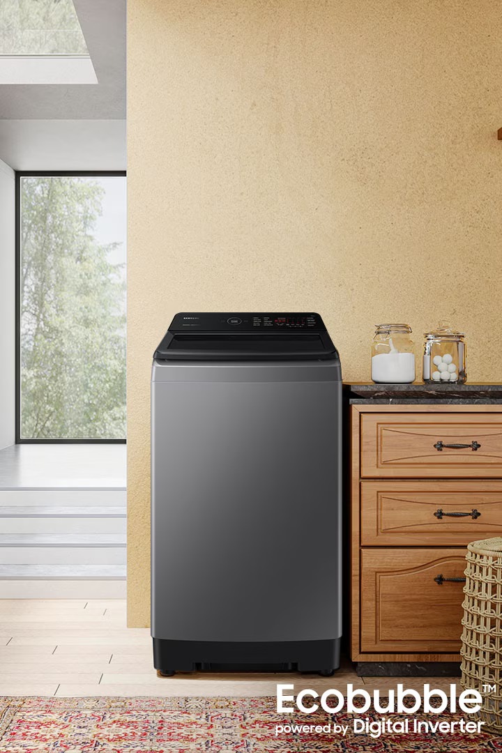 WA80CG4545BDSH Ecobubble™ 頂揭式洗衣機低排水位8kg 凡爾賽灰