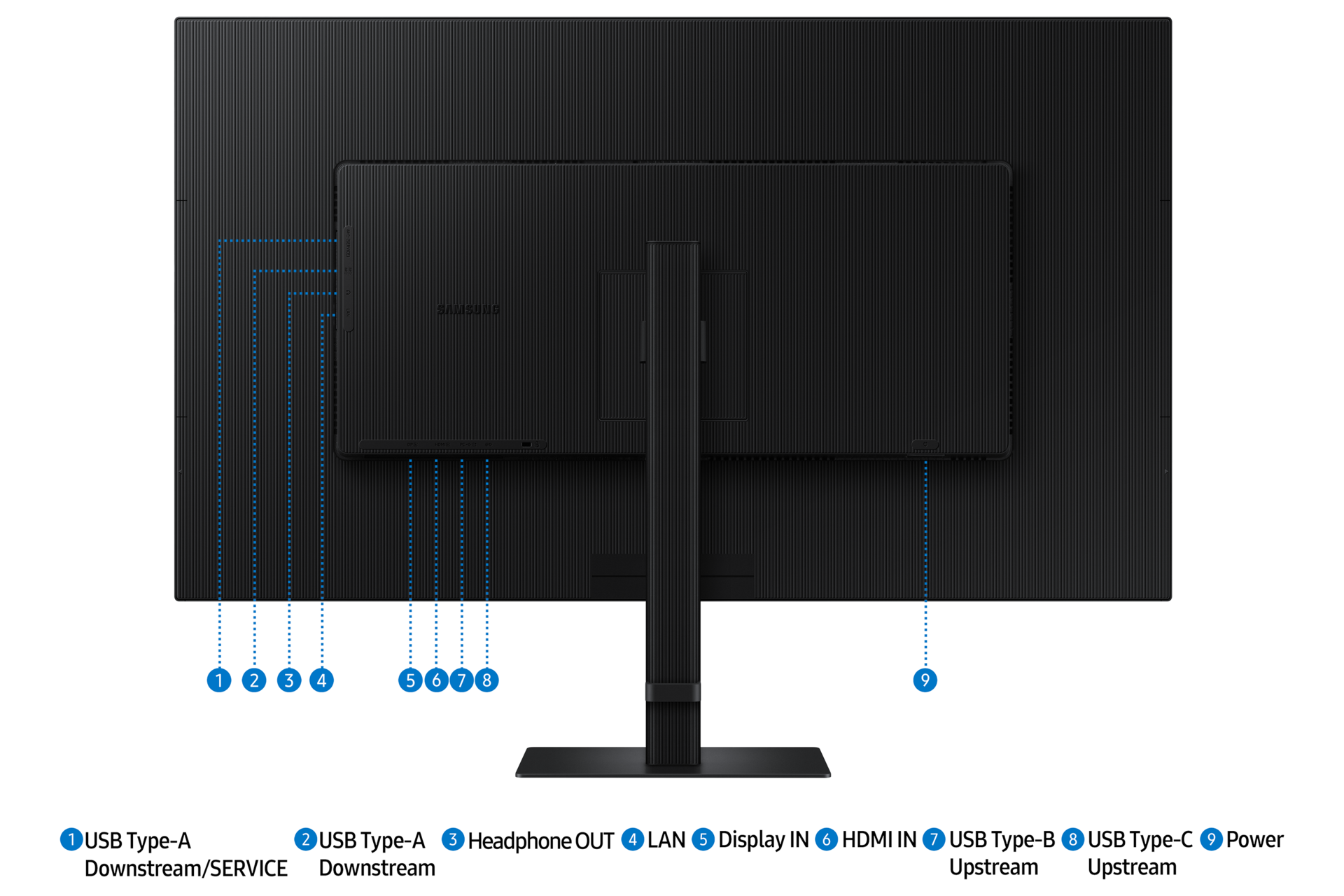 37" ViewFinity S8 S80UD UHD Monitor LS37D802UACXXK Back Black 