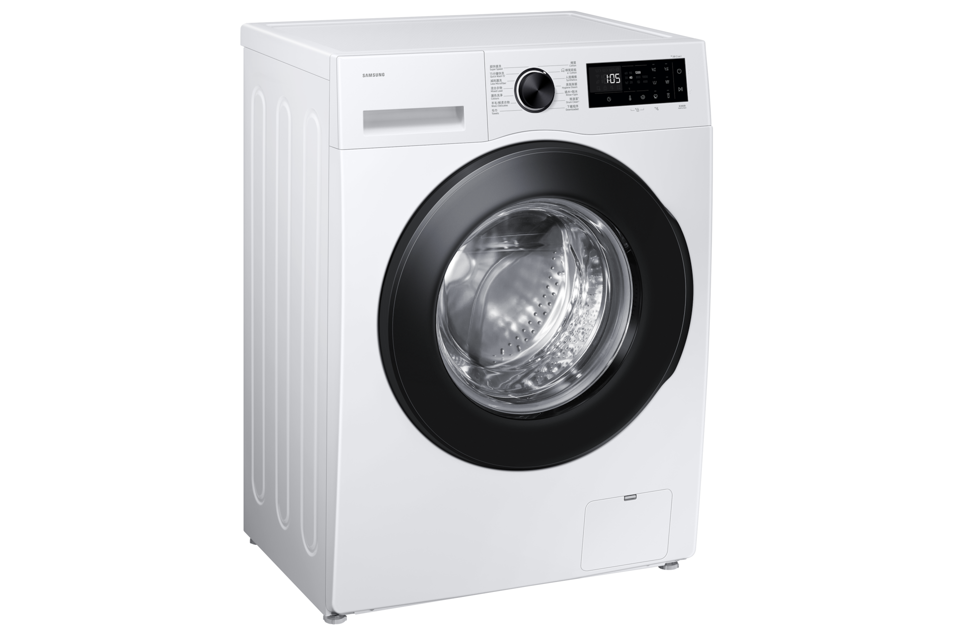 WW80FG5L32AESH Laundry with Grade A Energy Efficiency and AI Ecobubble 8kg L-Perspective White 