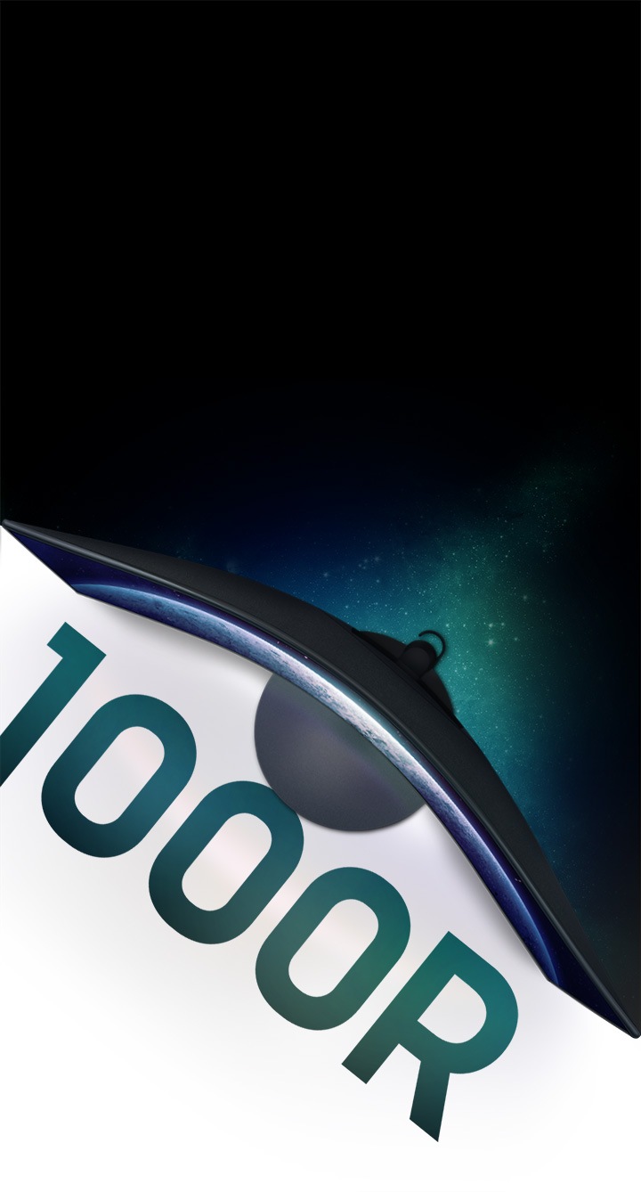 Top view of the S3 monitor, the letters 1000r are written on the front of the monitor.