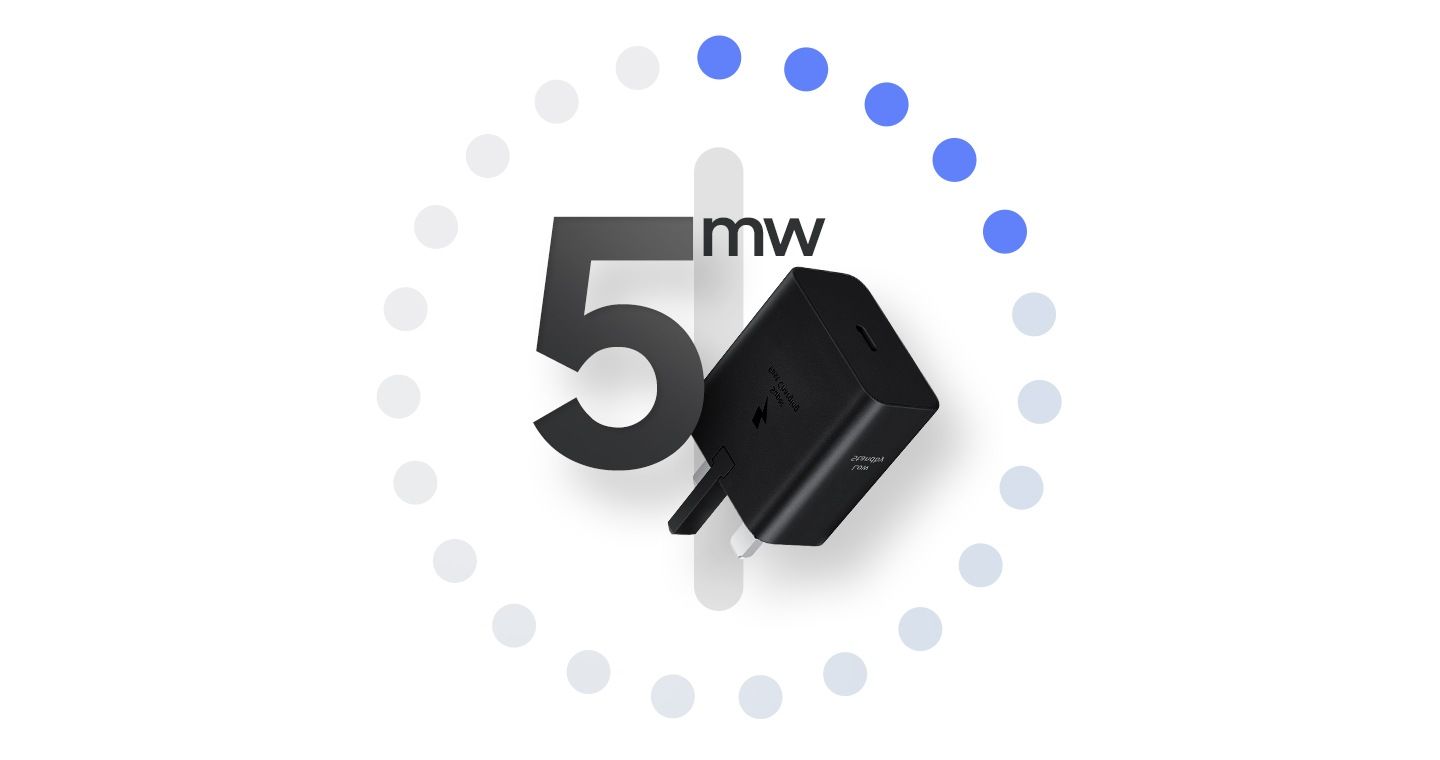 A black Power Adapter is shown port-side up with the text that reads '5mw'.