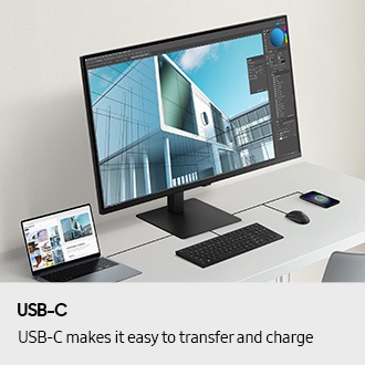 Easy Setup Stand. Effortless and instant setup. Monitor being attached to a stand by sliding the neck stand into the bottom base and connecting it to the back of the monitor, with a 'No tools needed' icon.