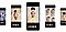 1. Galaxy A52s 5G gledano sprijeda. S obje strane telefona nalaze se četiri prikaza zaslona. Na svakom zaslonu opcija Zabavni način rada odabrana je u aplikaciji Kamera na zaslonu i prikazuje pet različitih dostupnih leća. S lijeve strane je Neonsko tijelo, Sretan rođendan, Zlatna kruna, Bijeli okvir i Neonski okvir. U telefonu u sredini vidimo ženu koja pravi selfie i koristi Snapchat objektiv Zlatnu krunu, koja joj stavlja ukrašenu zlatnu krunu na vrh glave.