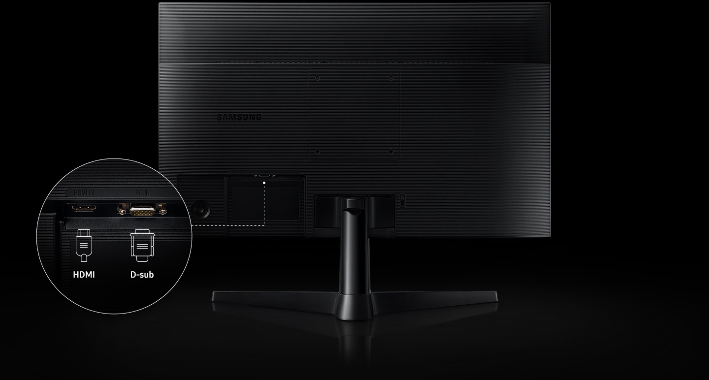 Prikazana je stražnja strana monitora. HDMI i D-sub su prošireni.