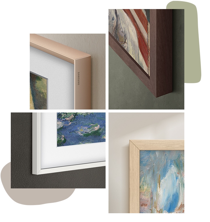 Prilagodljivi okviri The Frame televizora stvoreni su kako bi vaš TV izgledao kao pravi okvir slike. Budući da se radi o magnetima, unutar nekoliko sekundi se mogu zamijeniti, tako da na jednostavan način možete promijeniti izgled svog TV-a. Odaberite komplet iz ponude koji će odgovarati vašem interijeru.