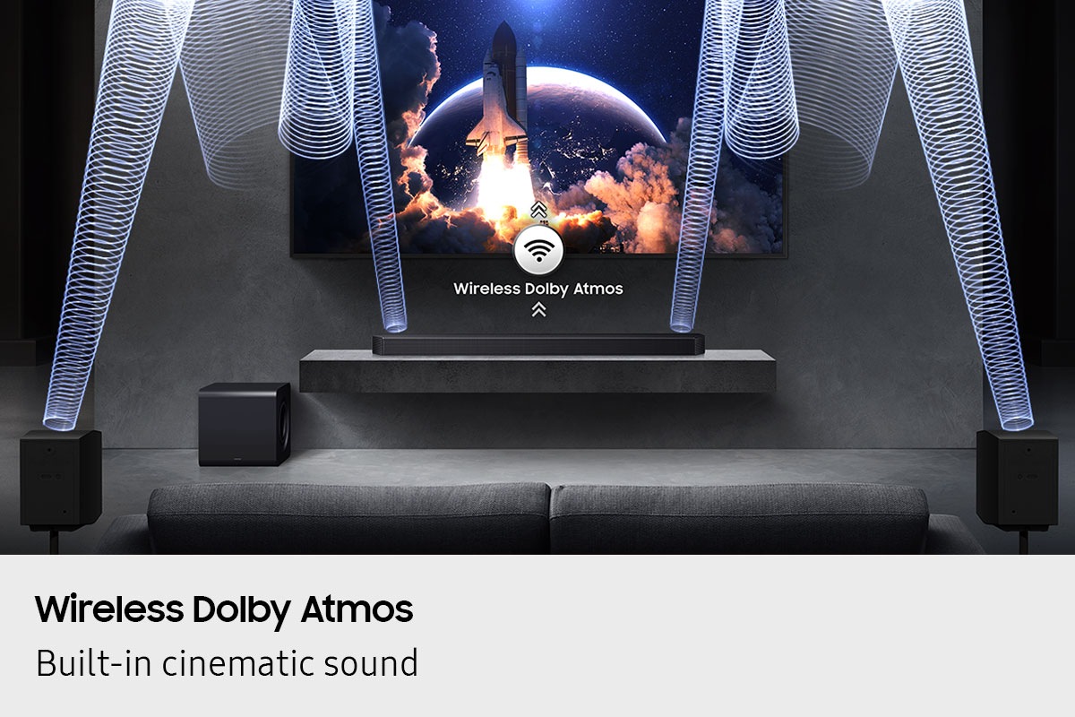 9.1.4-kanalni Soundbar zvočnik Q serije z nizkotoncem in zadnjim zvočnikom HW-Q930F (2025) črna