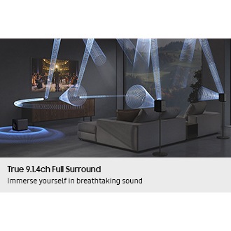 9.1.4-kanalni Soundbar zvočnik Q serije z nizkotoncem in zadnjim zvočnikom HW-Q930F (2025) črna