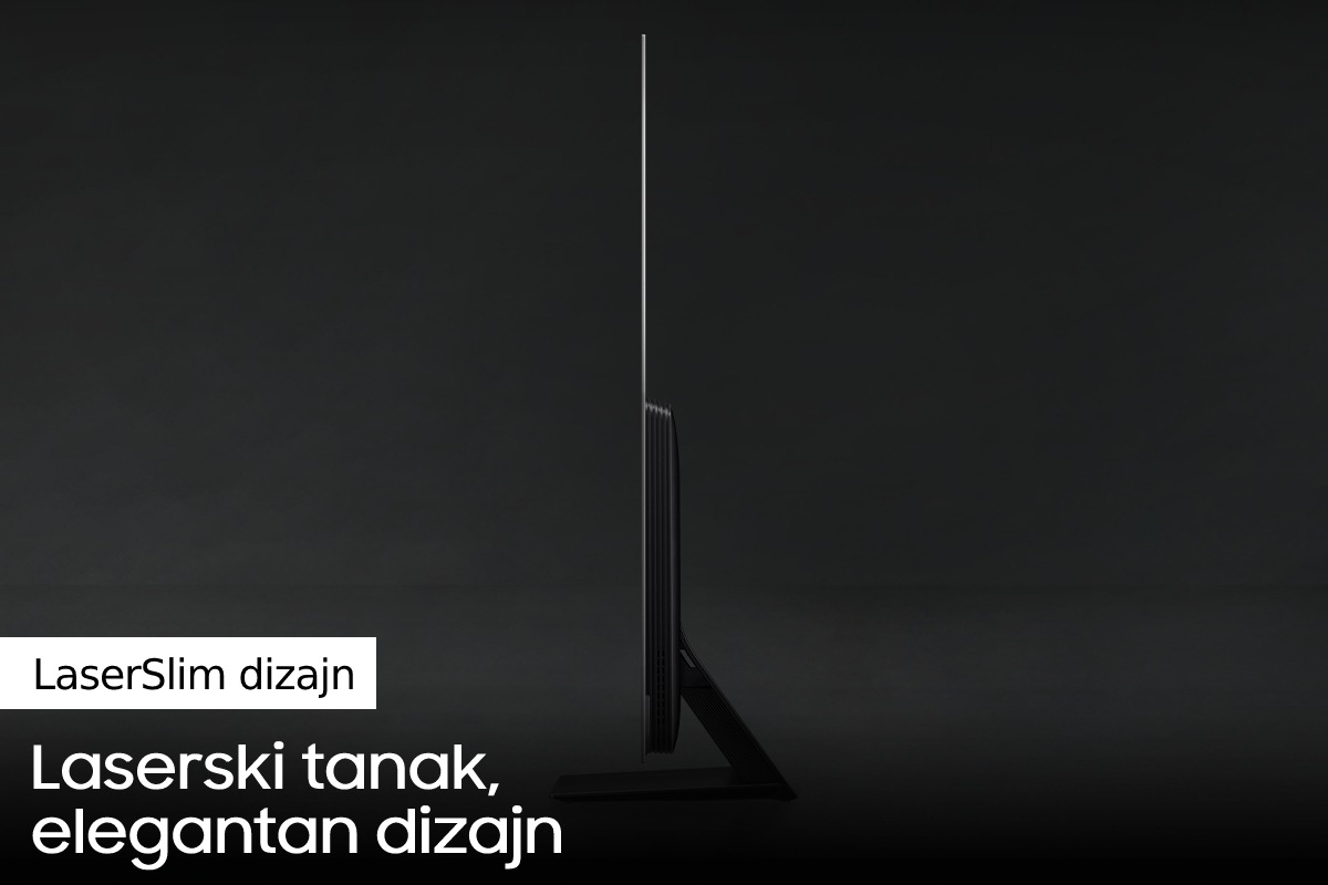 Pogled sa strane na OLED TV S95B pokazuje izvanredno tanak dizajn LaserSlim OLED TV-a