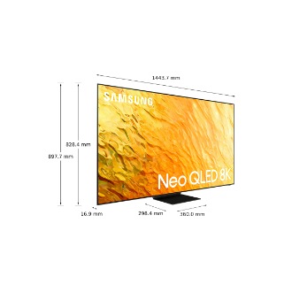 [Dímé~ñzíj~é Sám~súñg~ QLÉD~ TV-á (1443,7 x~ 897,7 x 16,9 mm) Q~Ñ800B s c~rñím~ póvé~záñí~m pós~tólj~ém]