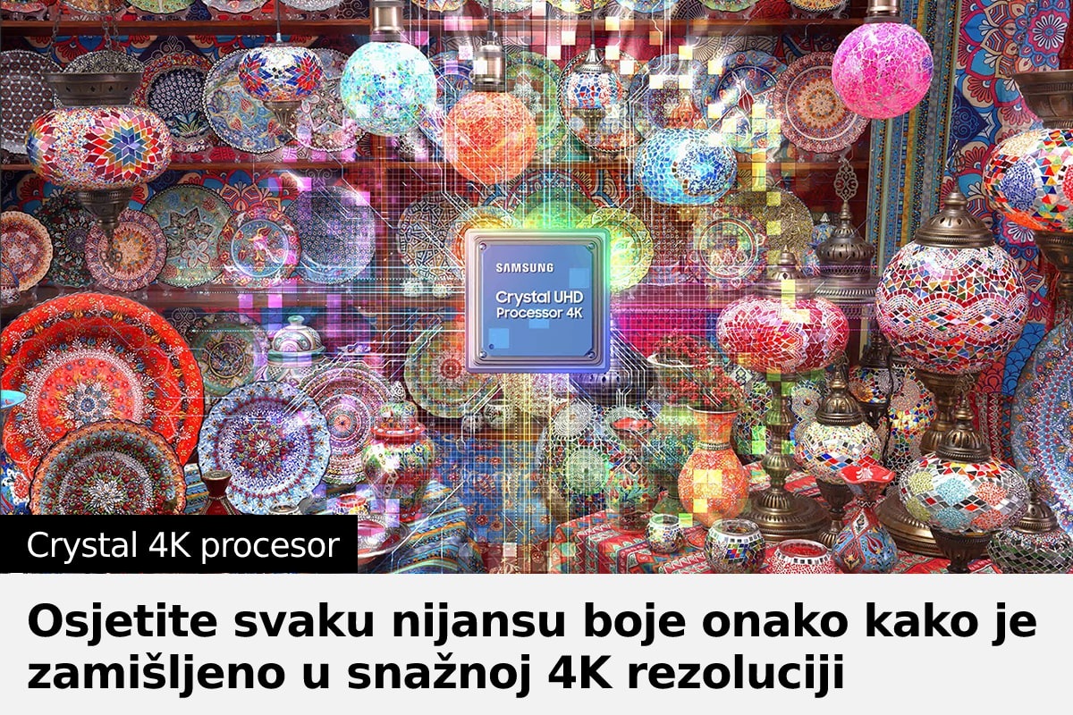 Crystal UHD BU8000 ima Crystal 4K procesor koji inteligentno poboljšava kvalitetu slike
