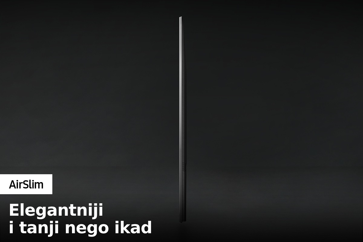 Pogled sa strane na Crystal UHD TV BU8000 pokazuje izvanredno tanak dizajn AirSlim Crystal UHD TV-a 