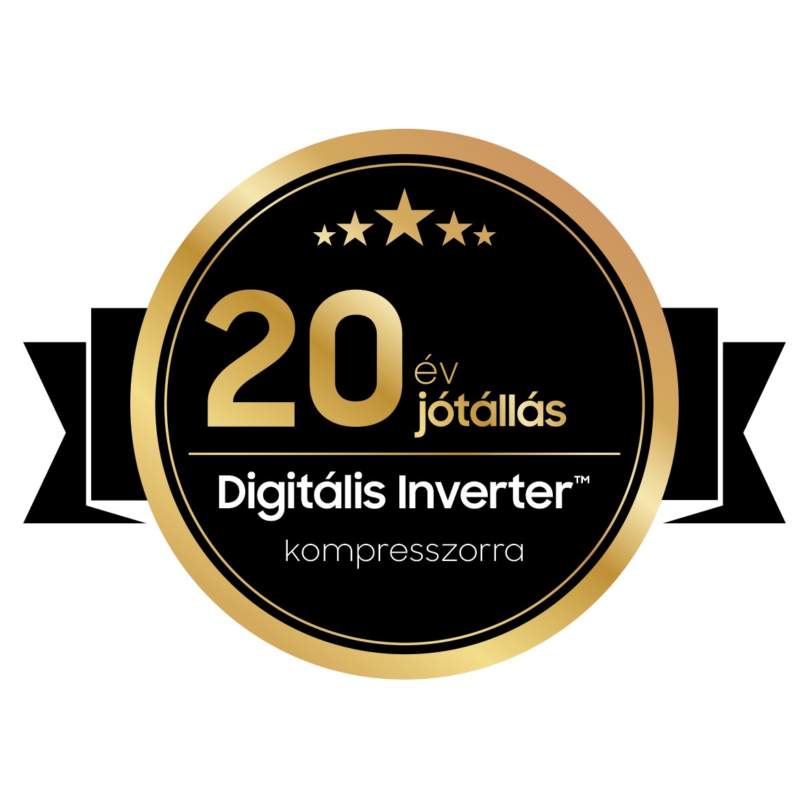 20 év jótállás Digitális Inverter™ kompresszorra		