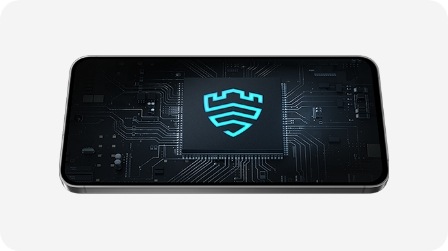 Egy Galaxy S24 FE a Samsung Knox logót mutatja.