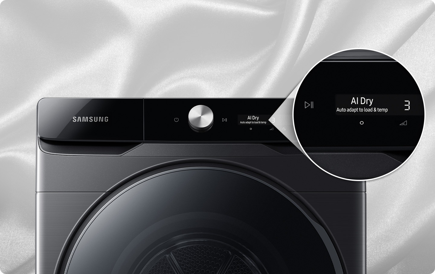 When set to AI Dry mode, the multi-sensing technology automatically senses the moisture level and generates optimal amount of heat for each cycle.