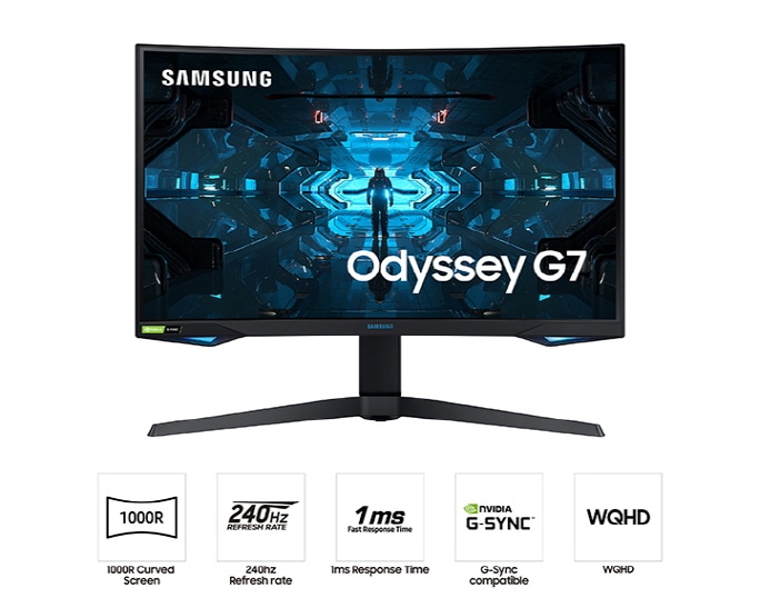 Samsung Odyssey G7 C27G75TQSR 27" Ívelt WQHD 240Hz G-Sync Gamer monitor