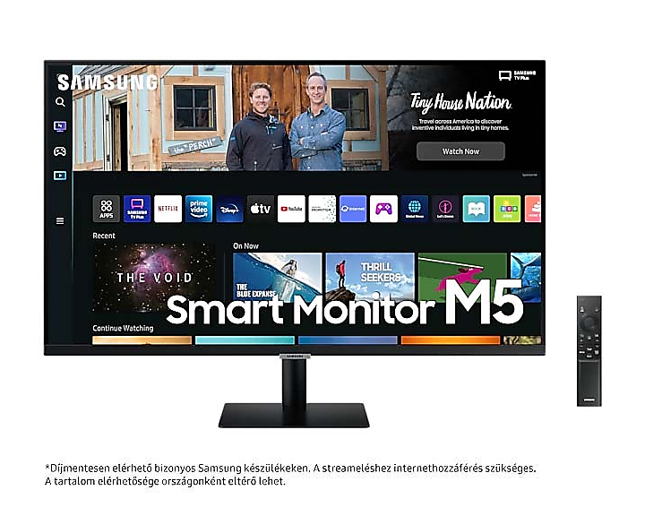 Samsung VA monitor/TV 32" M5, 1920x1080, 16:9, 250cd/m2, 4ms, 60Hz, HDR, 2xHDMI/2xUSB/WiFi/Bluetooth, hangszóró, Fekete