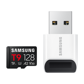T9 microSD Card microSDXC™ UHS-I Card with Reader Front-SD-Adapter-Combination Black 