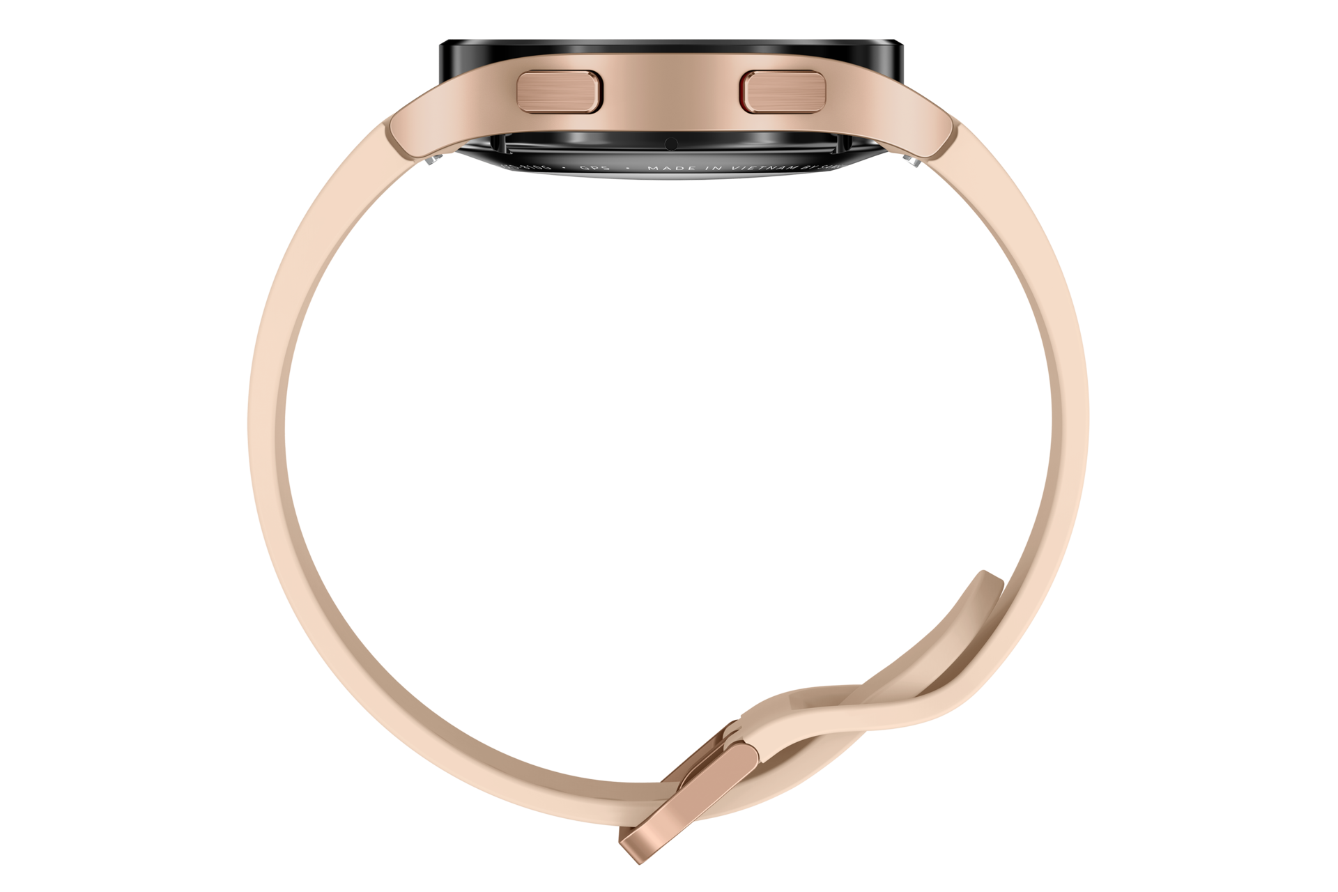 Tampilan sisi Samsung Galaxy Watch 4 smartwatch warna Pink Gold. Cek Harga dan spesifikasi