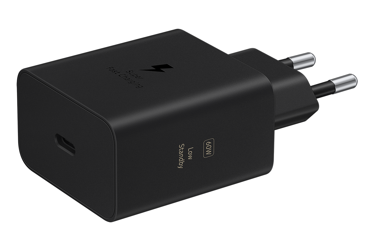 60W Power Adapter (Black) L-Perspective Black 