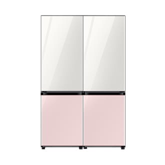 BESPOKE Refrigerator 2 Door Combination With Top Glam White Bottom Glam Pink
