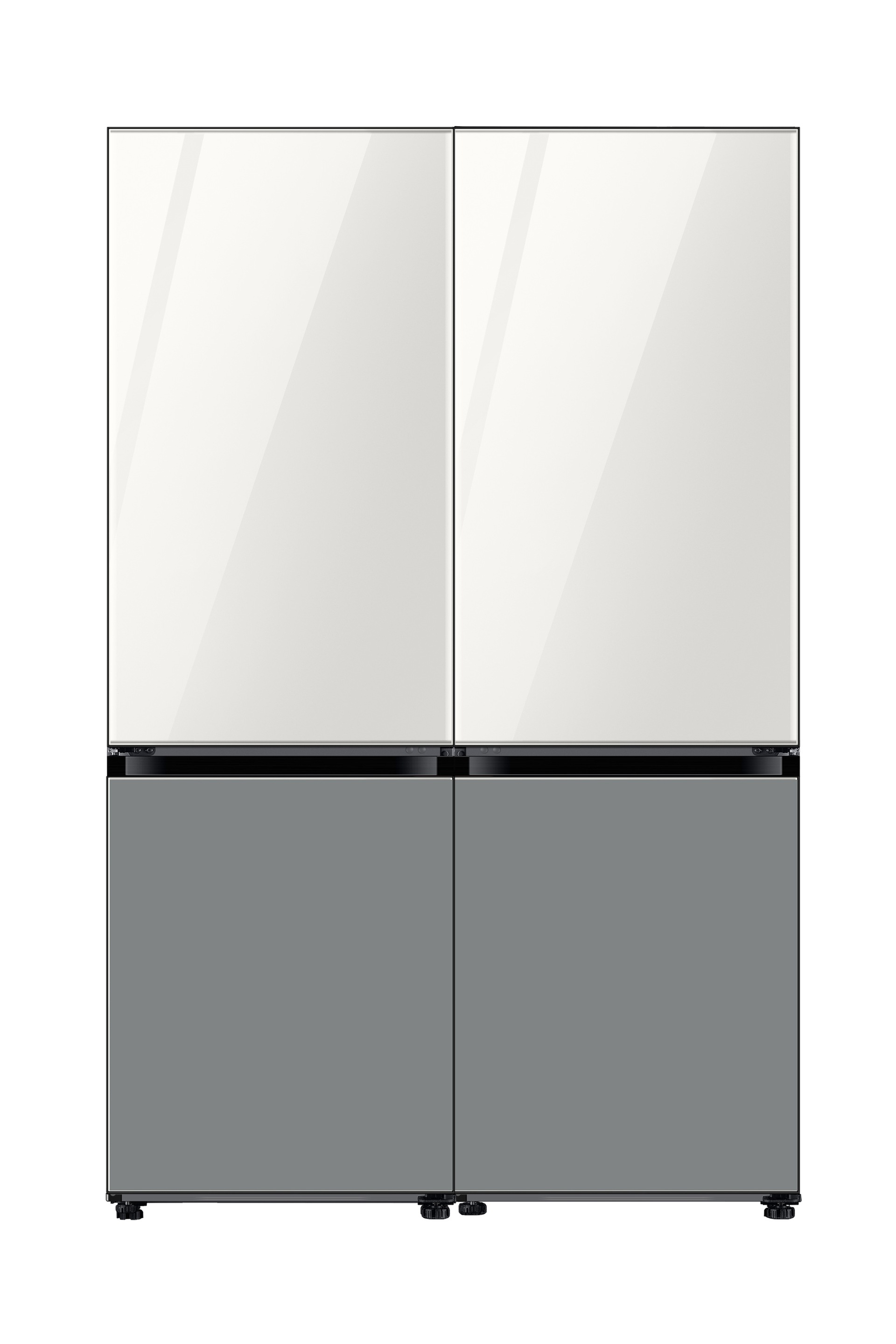 BESPOKE Refrigerator 2 Door Combination with Top Glam White Bottom Satin Grey