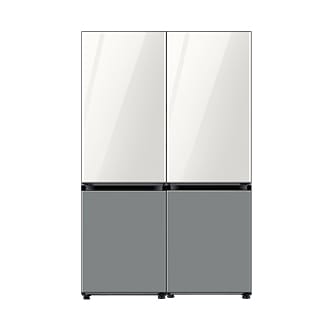 BESPOKE Refrigerator 2 Door Combination with Top Glam White Bottom Satin Grey