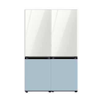 BESPOKE Refrigerator 2 Door Combination with Top Glam White Bottom Satin Skyblue