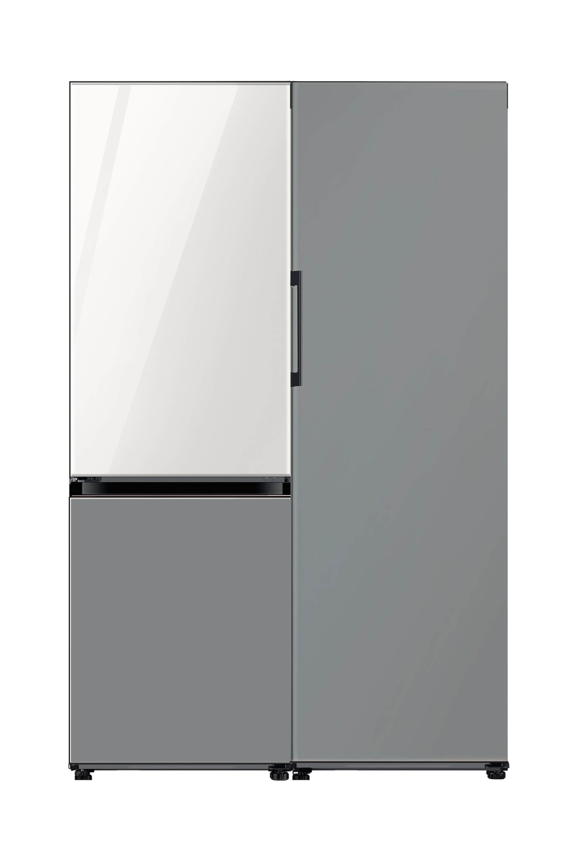 BESPOKE Refrigerator 2 Door (Top Glam White Bottom Satin Gray) + 1 Door (Satin Gray) Combination