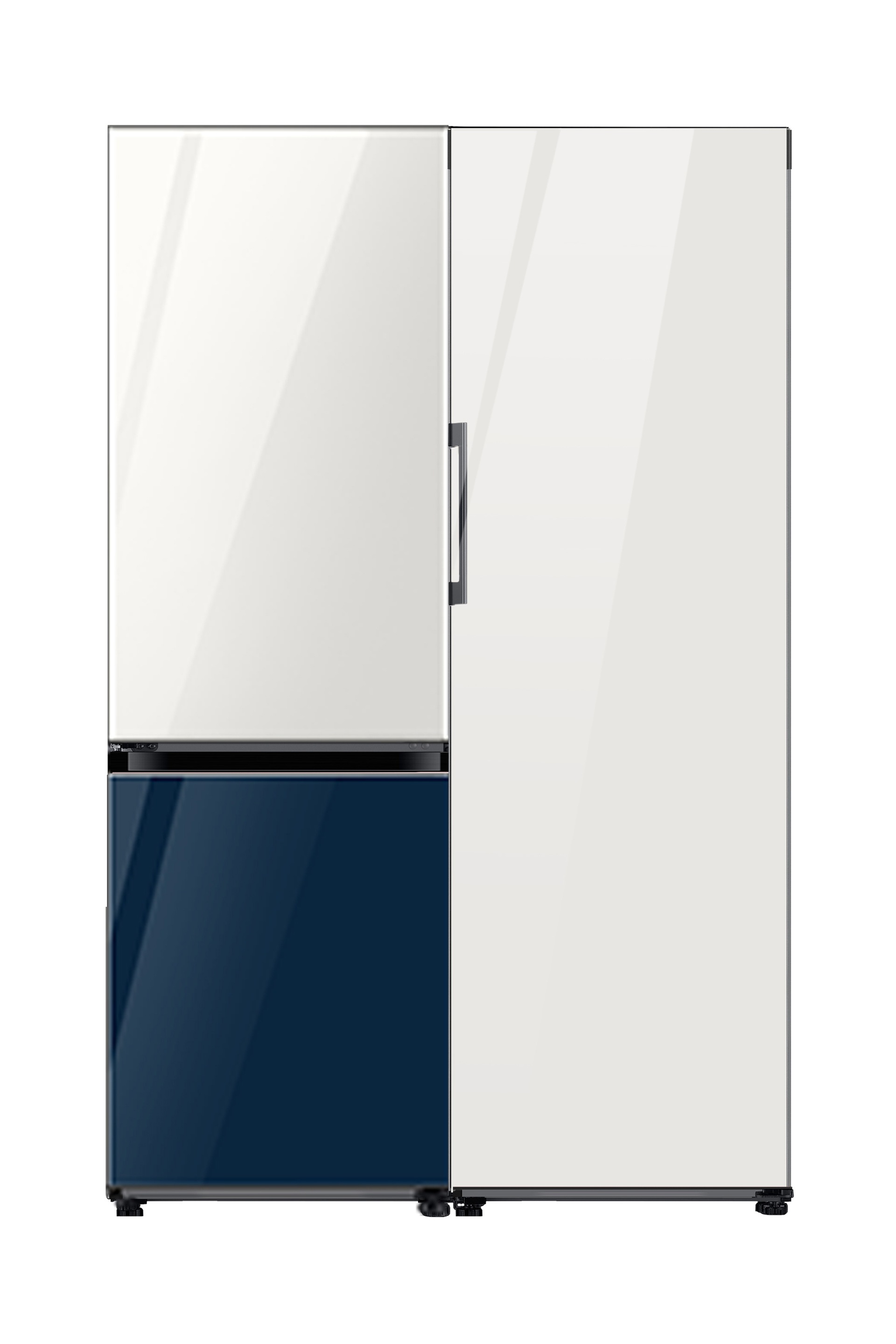 BESPOKE Refrigerator 2 Door (Top Glam White Bottom Glam Navy) + 1 Door (Glam White) Combination