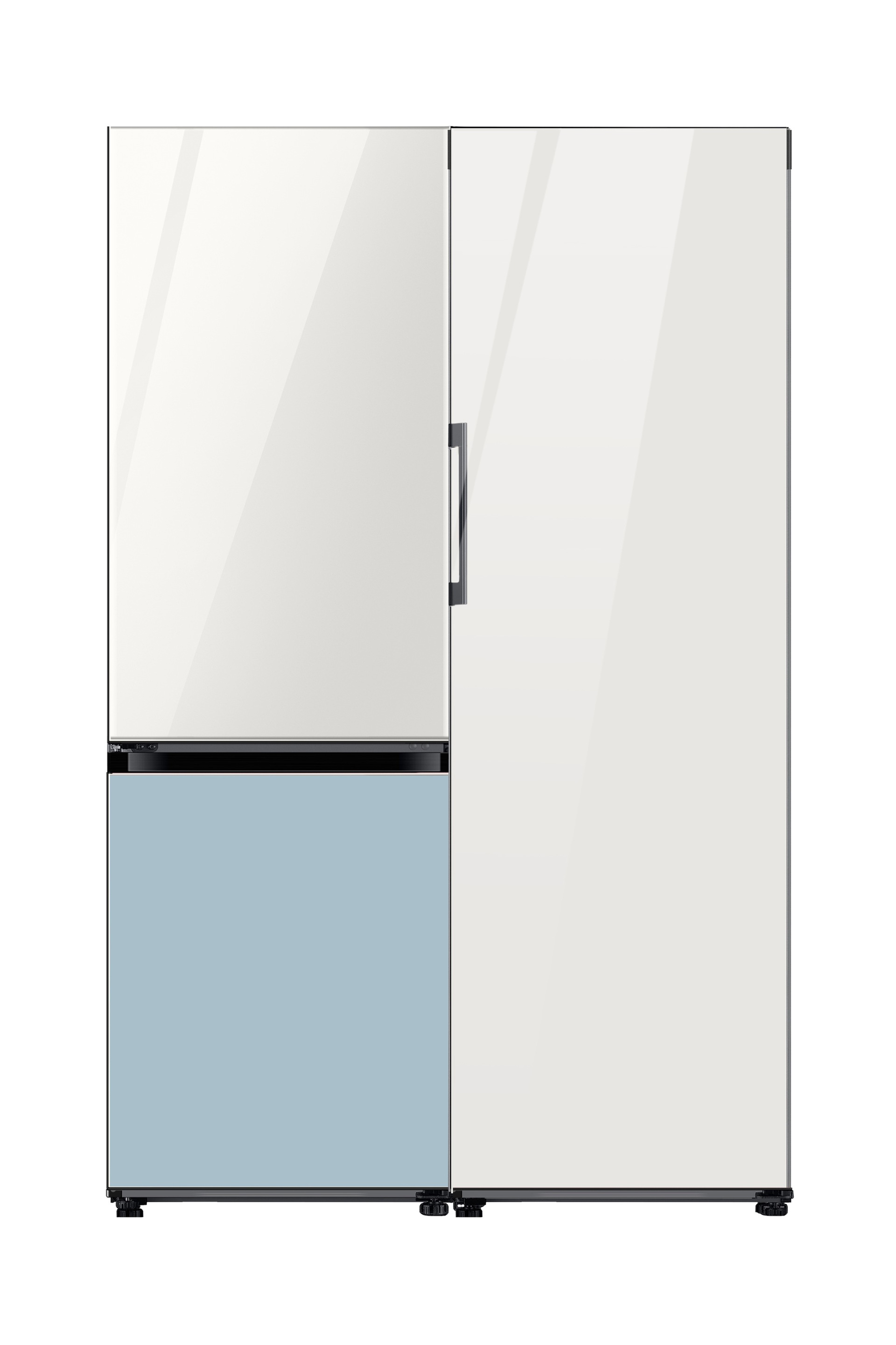 BESPOKE Refrigerator 2 Door (Top Glam White Bottom Satin Skyblue) + 1 Door (Glam White) Combination