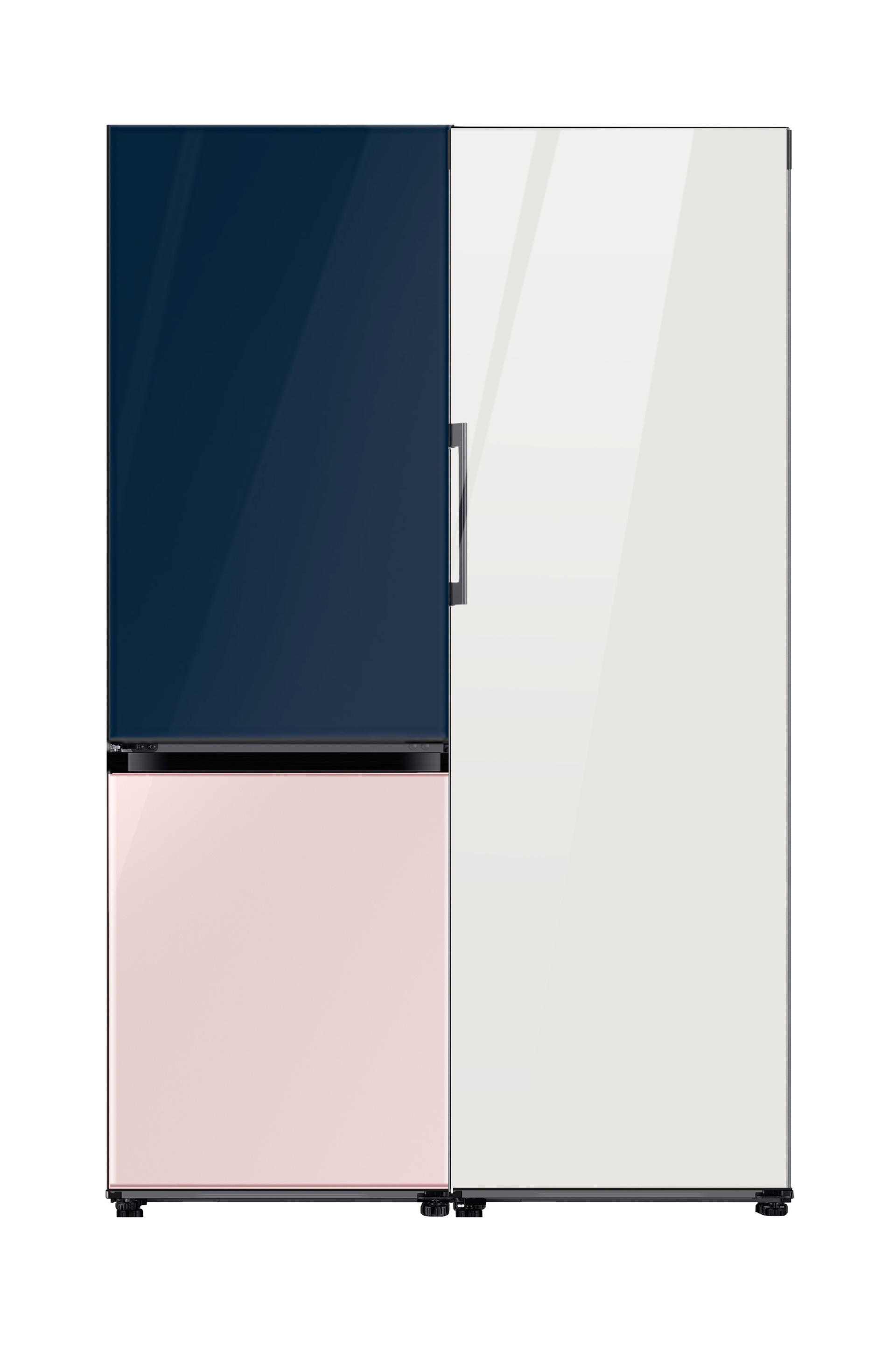BESPOKE Refrigerator 2 Door (Top Glam Navy Bottom Glam Pink) + 1 Door (Glam White) Combination