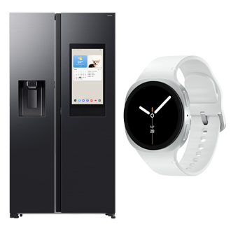 Bespoke AI SBS Refrigerator Family Hub 641L and Galaxy Watch8 (Bluetooth