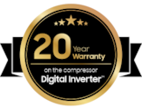 20 Year warranty on Digital Inverter compressor