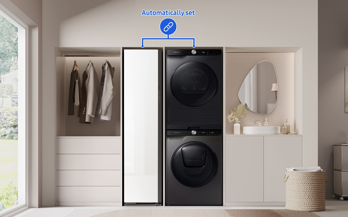 With Auto Cycle Link, Bespoke AirDresser can Automatically be linked with Samsung Washer.