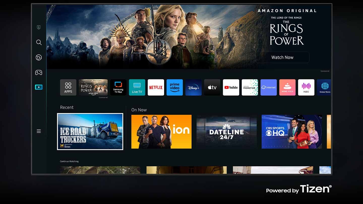 The new Smart Hub UI is displayed to show a wide variety of OTT services and content being serviced.