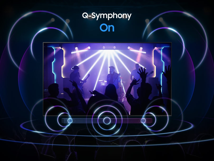 Only sound from the Soundbar was activated when Q-Symphony was off, but sound from both the TV and Soundbar turned on when Q-Symphony turned on.