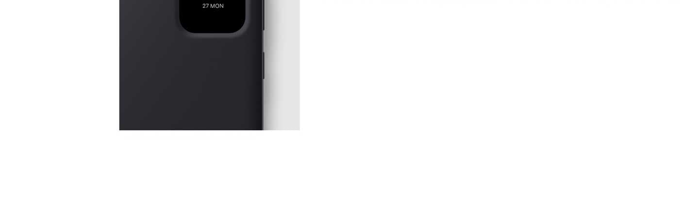 Seseorang memegang Galaxy S23 FE yang memakai Smart View Wallet Case berwarna Black untuk memeriksa siapa yang menelepon tanpa harus membuka case. Seseorang yang sedang mendengarkan musik memegang perangkat galaxy S23 FE dengan Smart View Wallet Case berwarna Black untuk megnontrol musik tanpa harus membuka case. Perangkat Galaxy S23 FE yang memakai Smart View Wallet Case berwarna Black menampilkan tampilan layar kecil yang menunjukkan waktu serta tanggal.