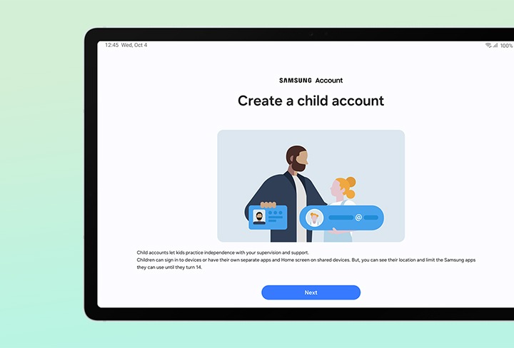 fitur crat a child account tab s9 FE+