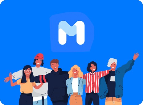 A group of friends, who have their arms around each other, are animated and below a large Samsung Members Logo.