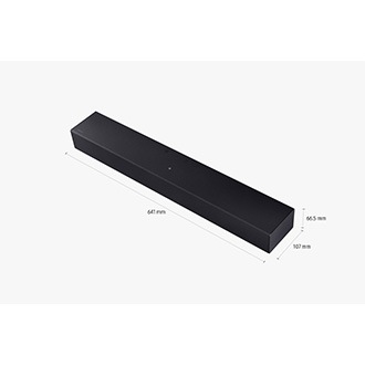 Dimensions of Samsung Soundbar HW-B400F(641 x 66.5 x 107 mm).
