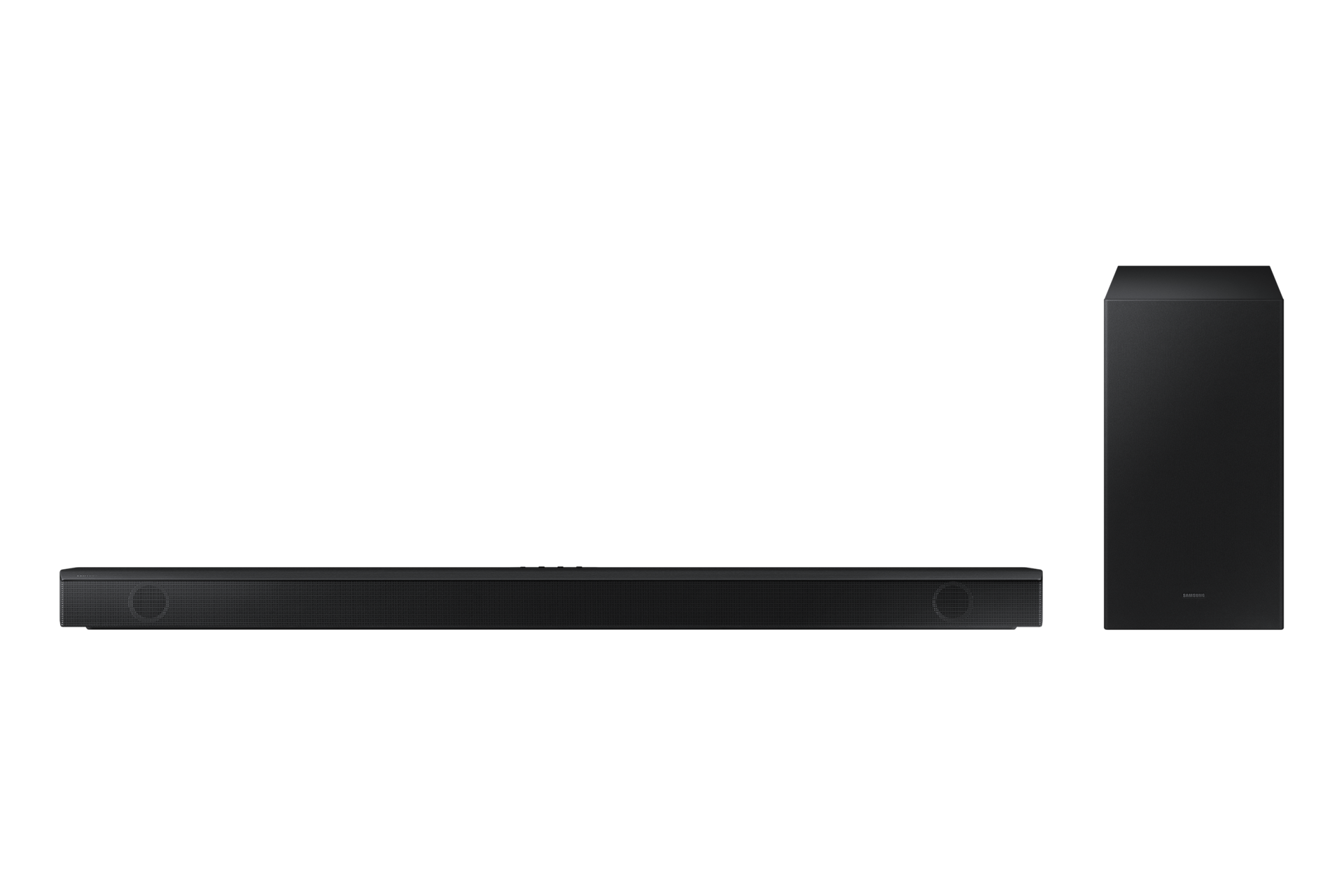 Samsung B-Series Soundbar HW-B650 - Tampak depan berwarna Black, tersedia untuk dibeli di Indonesia.