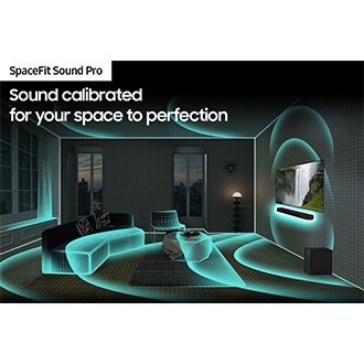 SpaceFit Sound Pro analyzes a living room, then optimizes the Soundbar sound settings.