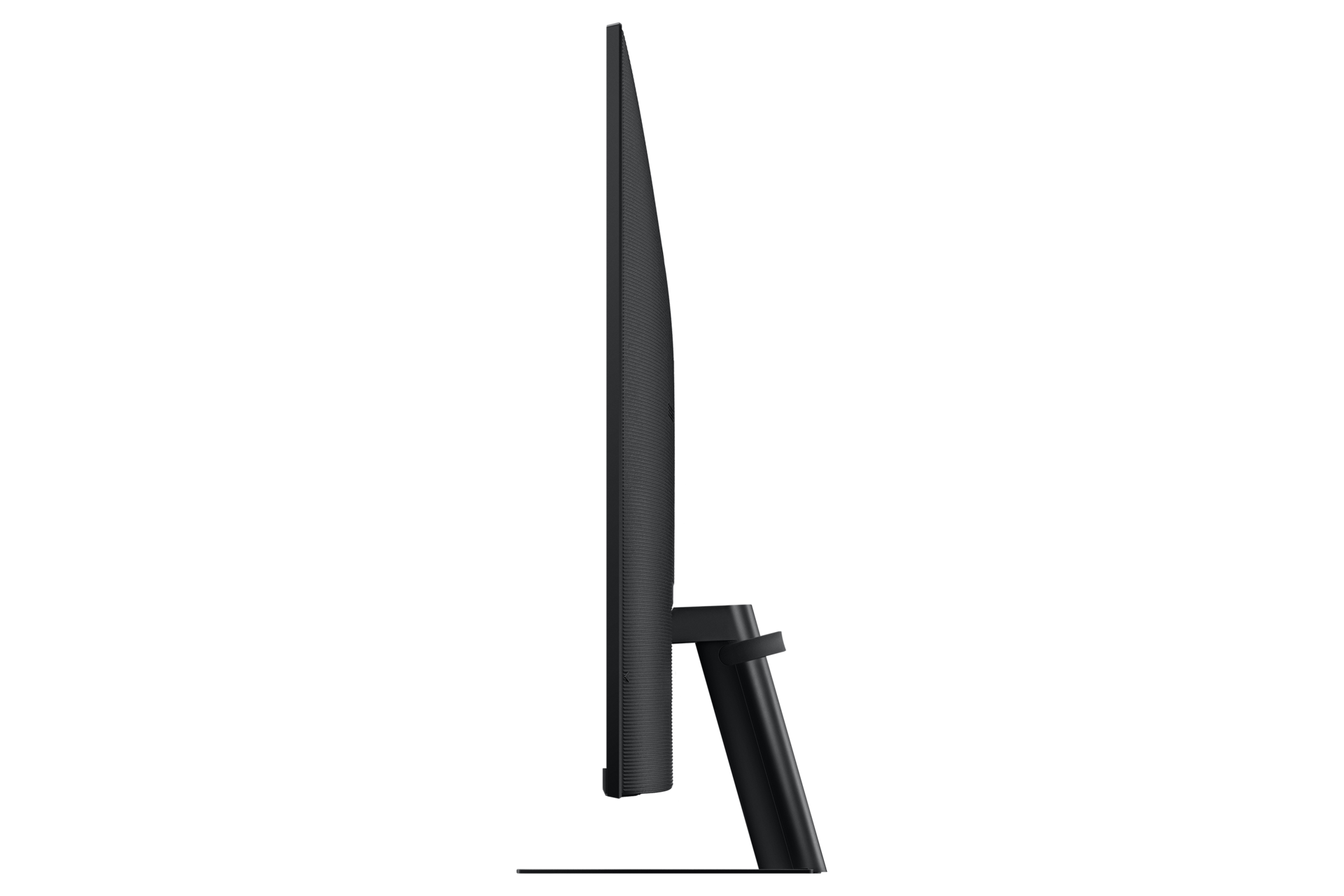 Sisi kanan dari 27 Inci Smart Monitor Layar Datar dan TV menunjukkan profil ramping dari monitor.
