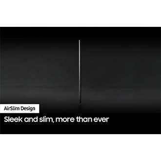 Profile view of QLED TV Q60D shows ultra slim design of QLED TV AirSlim