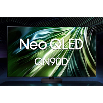 A Samsung Tizen OS screen displays content options.