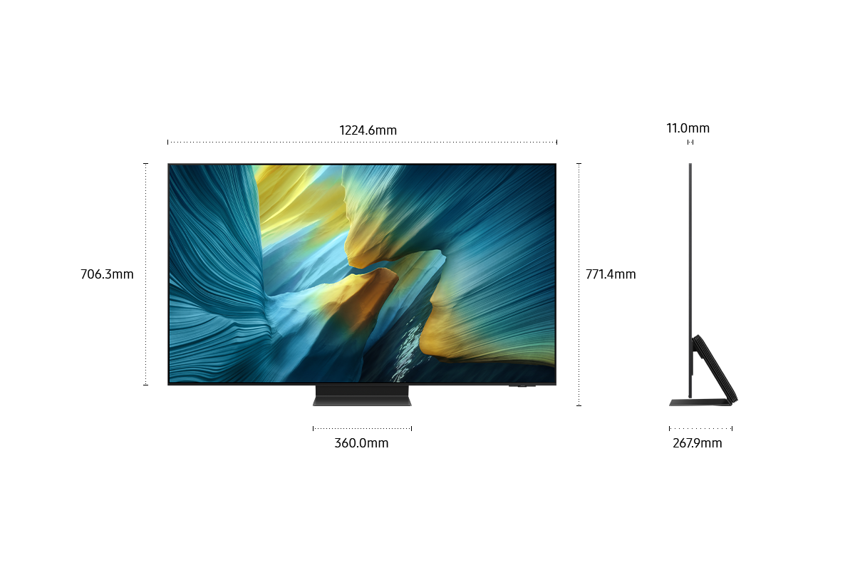 [Dímé~ñsíó~ñ óf S~ámsú~ñg ÓL~ÉD S95F~ scré~éñ óñ~lý (1224.6 x 706.3 x~ 11.0 mm). Hé~íght~ wíth~ Gráp~híté~ Blác~k Slí~m ÓC S~táñd~ (771.4 mm). Dí~méñs~íóñ ó~f Grá~phít~é Blá~ck Sl~ím ÓC~ Stáñ~d. (360.0 x 267.9 mm~).]