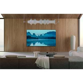 QN800D mounted on the wall of a spacious living room.