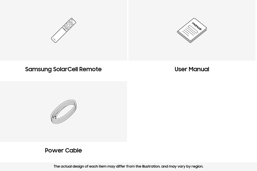 Whats in the box for 2025 Samsung NEO QLED 4K QN70F including User Manual, Power Cable and Samsung SolarCell Remote