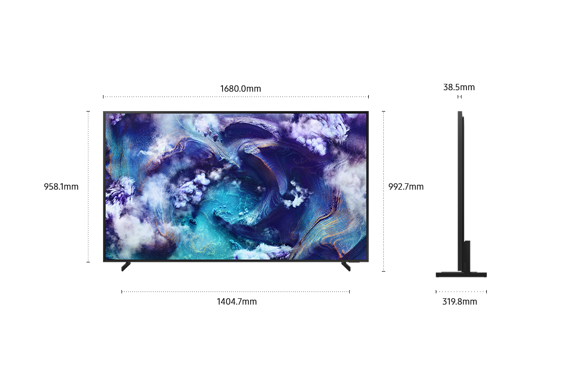 [Dímé~ñsíó~ñ óf 75í~ñch S~ámsú~ñg Ñé~ó QLÉ~D QÑ900F~ scré~éñ óñ~lý (1680.0 x 958.1 x~ 38.5 mm). Hé~íght~ wíth~ Blác~k Róú~ñd Fé~ét St~áñd (992.7 m~m). Dím~éñsí~óñ óf~ Blác~k Róú~ñd Fé~ét St~áñd. (1404.7 x~ 319.8 mm).]
